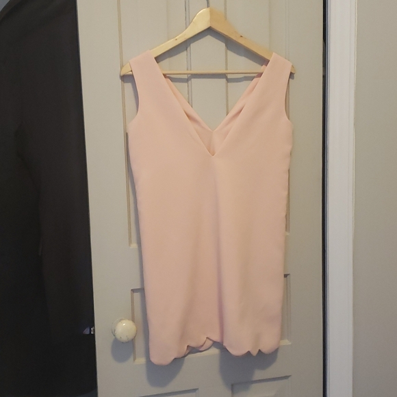 Tobi pink shift mini dress, scalloped low back - Picture 3 of 5
